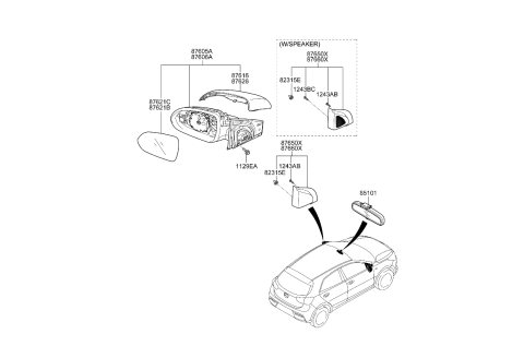 2023 Kia Rio Mirror-Outside Rear View Diagram