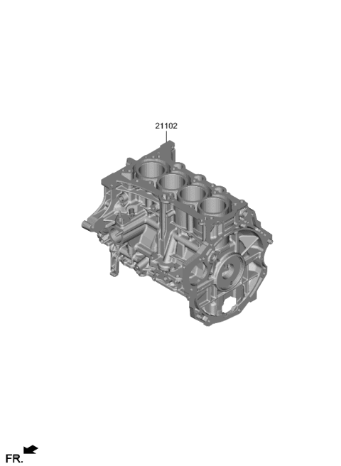 2022 Kia Rio Short Engine Assy Diagram