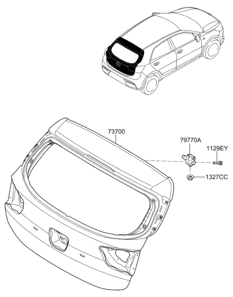 2022 Kia Rio Tail Gate Diagram