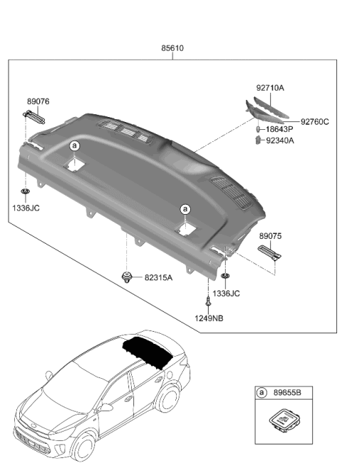 2023 Kia Rio Rear Package Tray Diagram