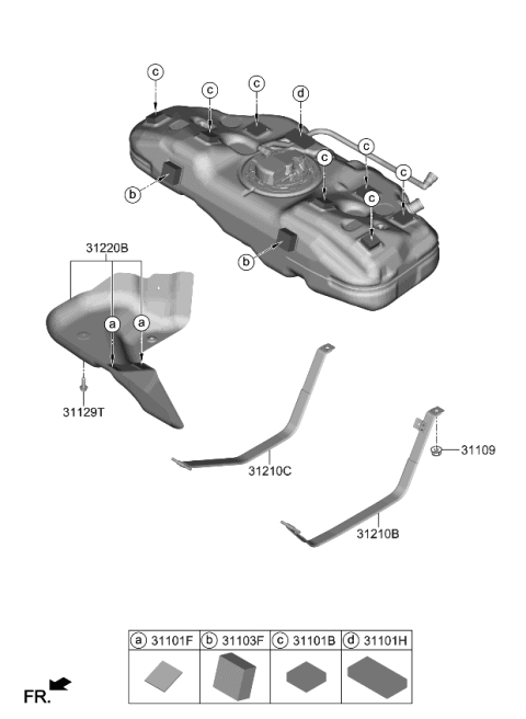 2022 Kia Rio Protector-Fuel Tank Diagram for 31220H9000