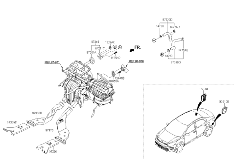 2022 Kia Rio Duct-Rear Heating Rear Diagram for 97365H9000