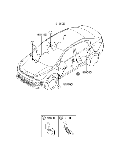 2022 Kia Rio Wiring Assembly-Fr Dr(Dr Diagram for 91606H9180