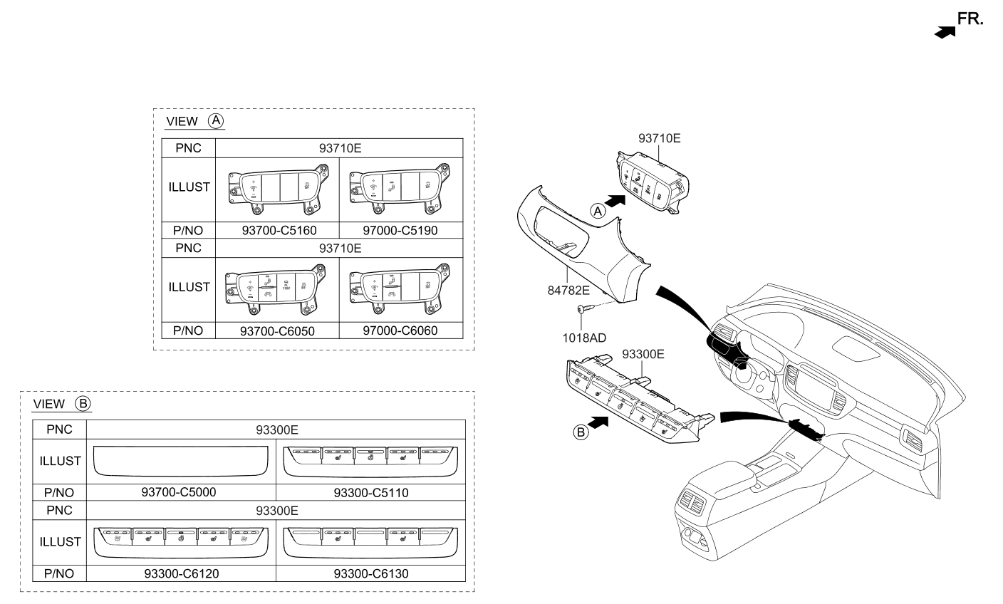 93700C6AC0WK Kia Side Crash Pad Switch Assembly