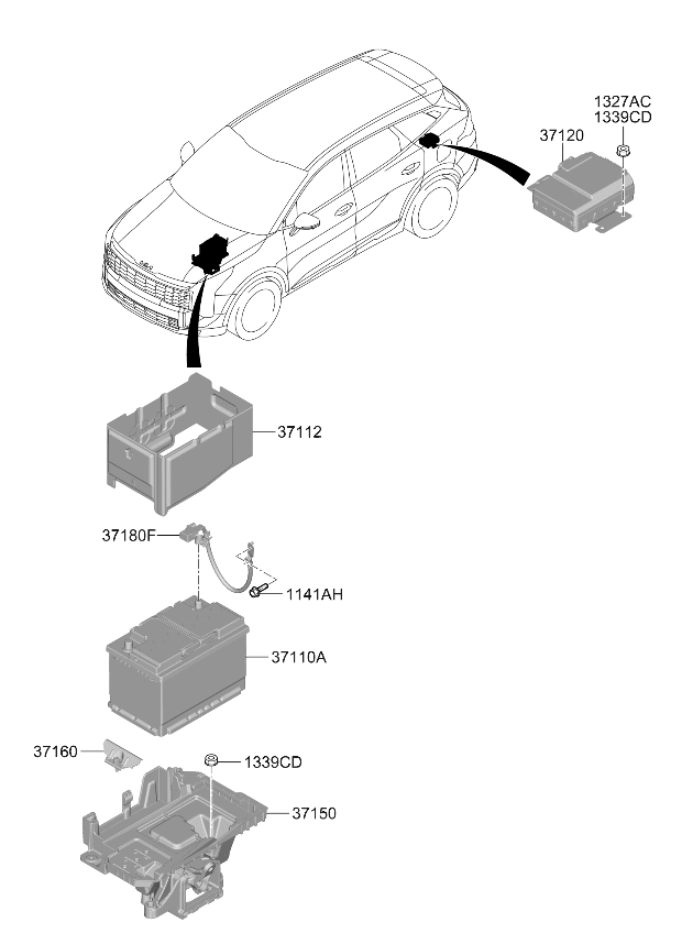 37150P1000 Kia TRAY ASSY-BATTERY