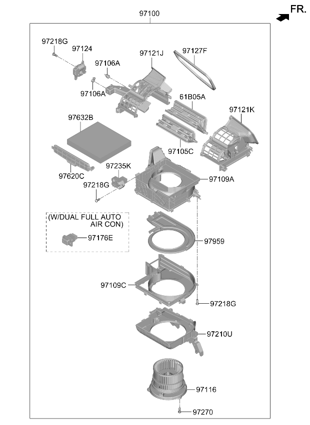 Kia 97113N9000 MOTOR & FAN ASSY-A/C 97113N9000 Kia MOTOR & FAN ASSY-A/C