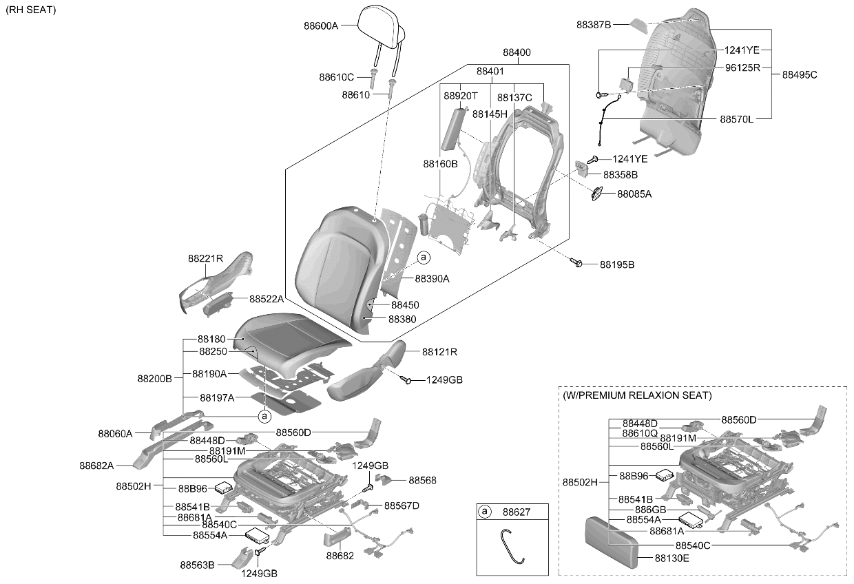 88400XA000C3E Kia Front Seat Back Assembly Right Hand