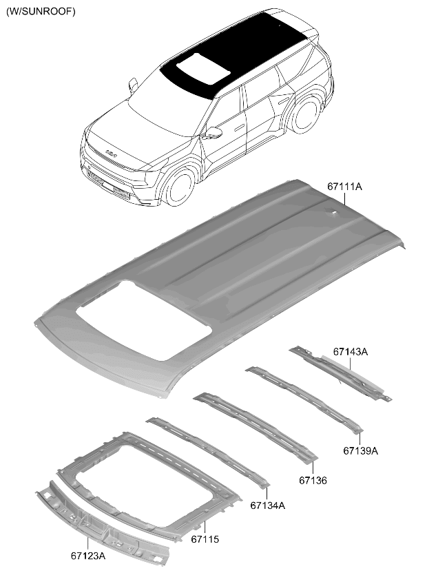 67115XA200 Kia RING ASSY-SUNROOF RE