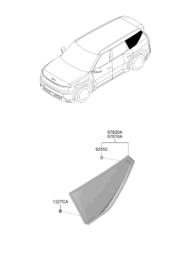 87820XA200 Kia Glass & Moulding Assembly