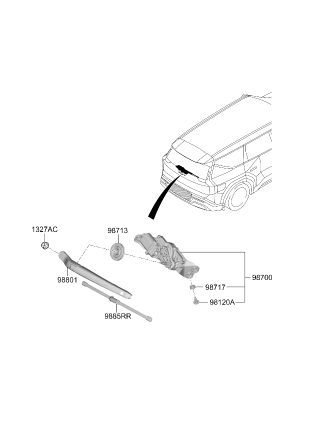 98850XA000 Kia BLADE ASSY-WIPER,RR