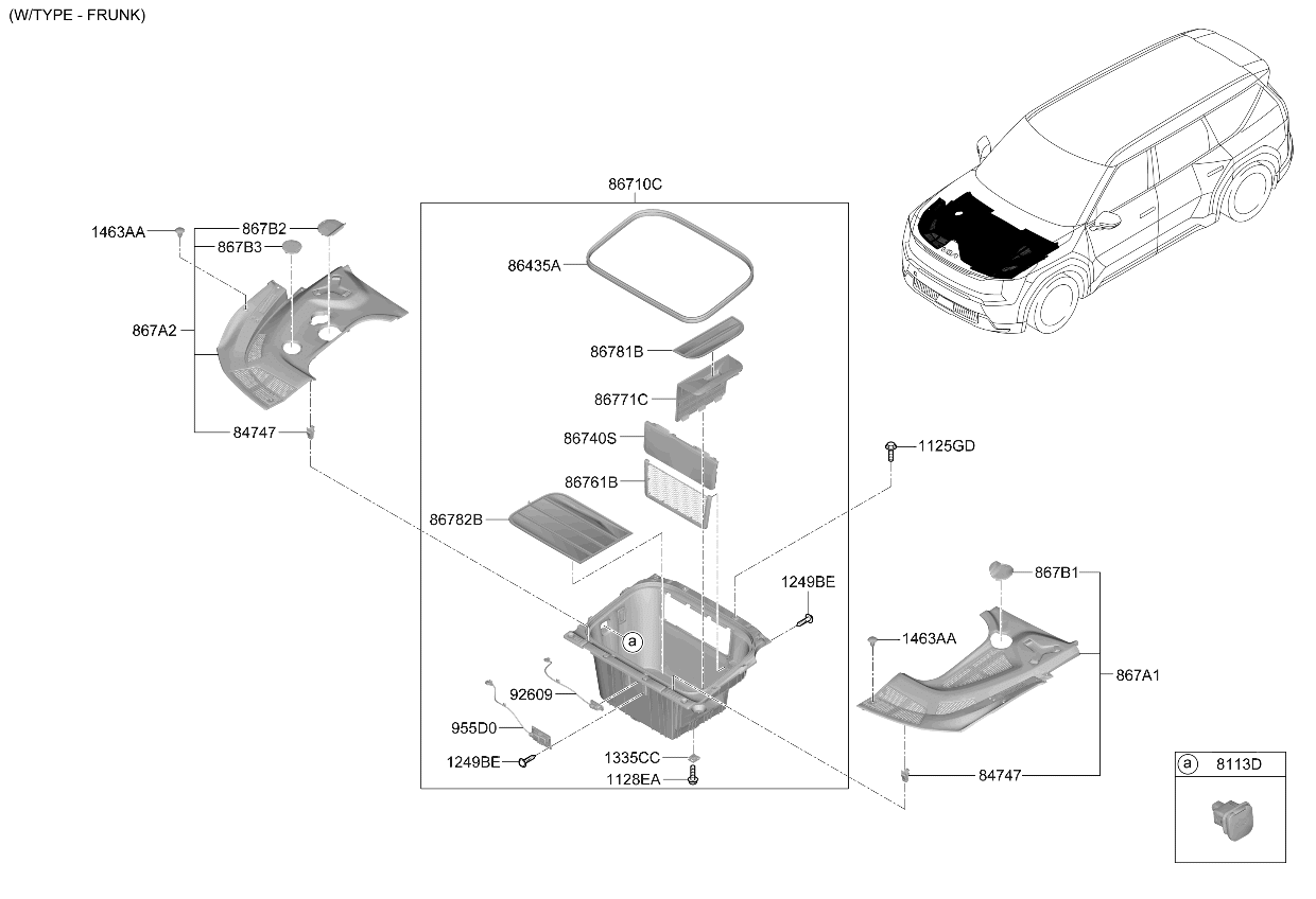 Kia 86771XA000 GARNISH-BATTERY 86771XA000 Kia GARNISH-BATTERY