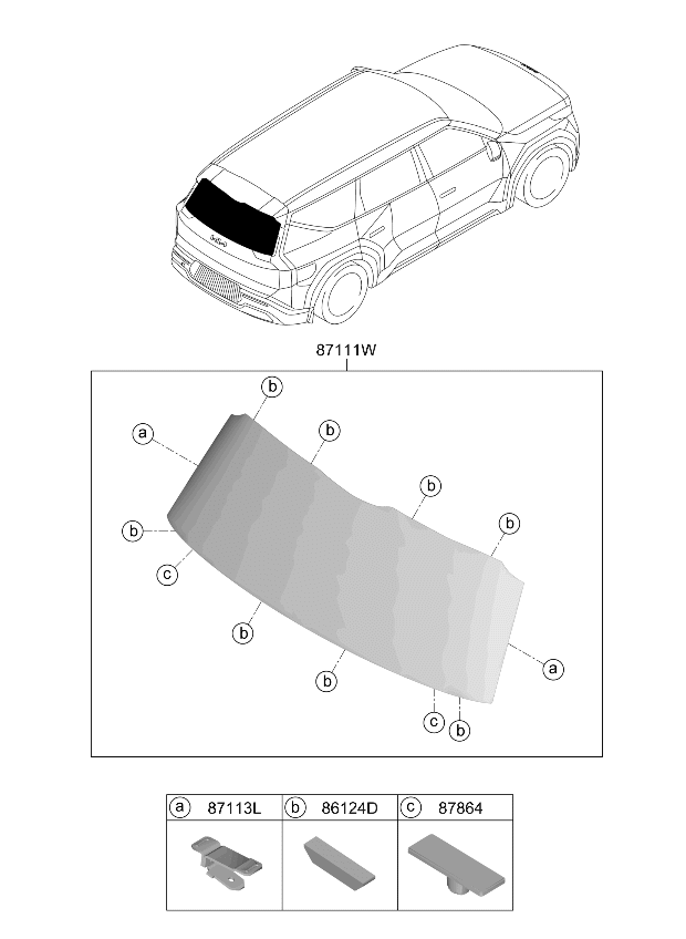 87110XA000 Kia GLASS ASSY-TAIL GATE
