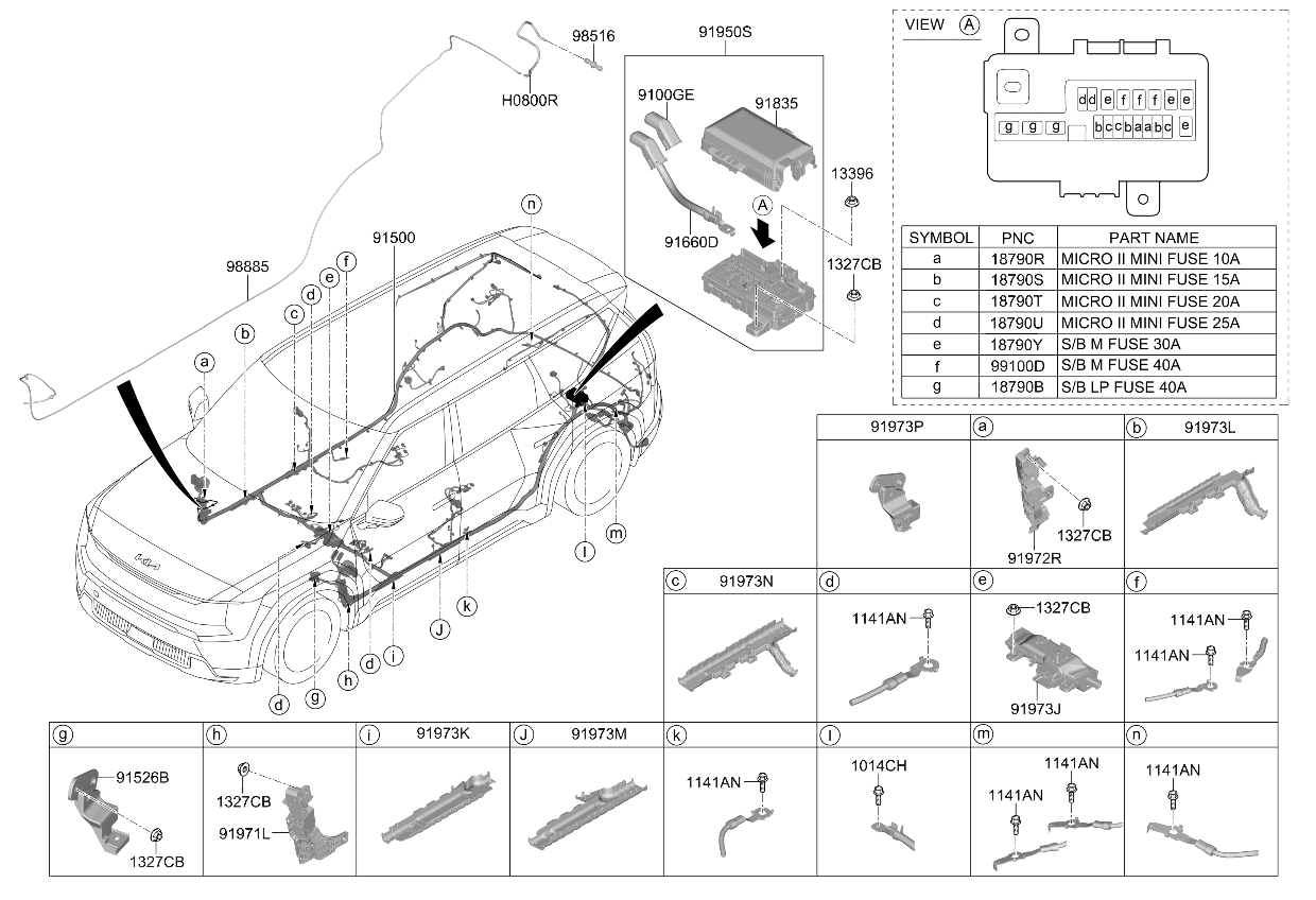 91500XA310 Kia Floor Wiring Assembly