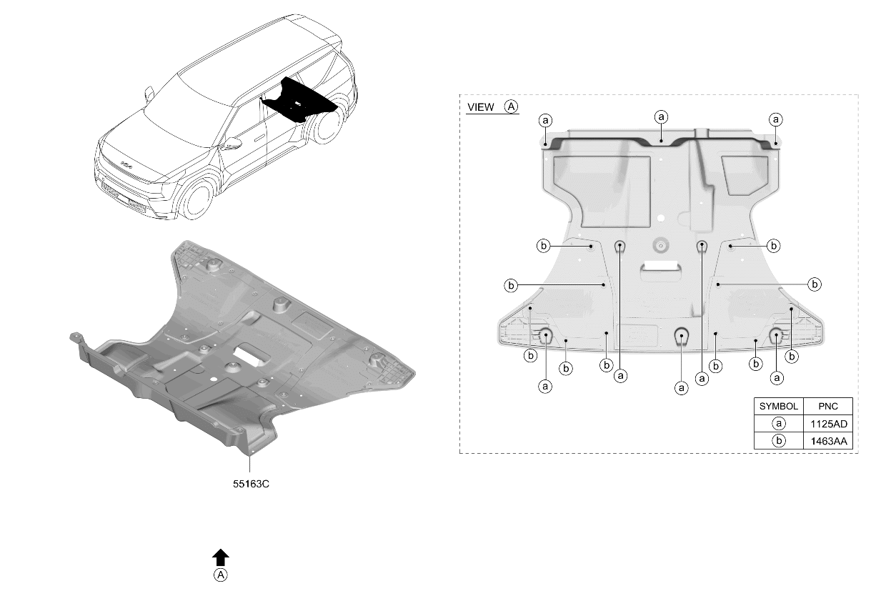 Kia 554B0XA000 UNDER COVER 554B0XA000 Kia UNDER COVER