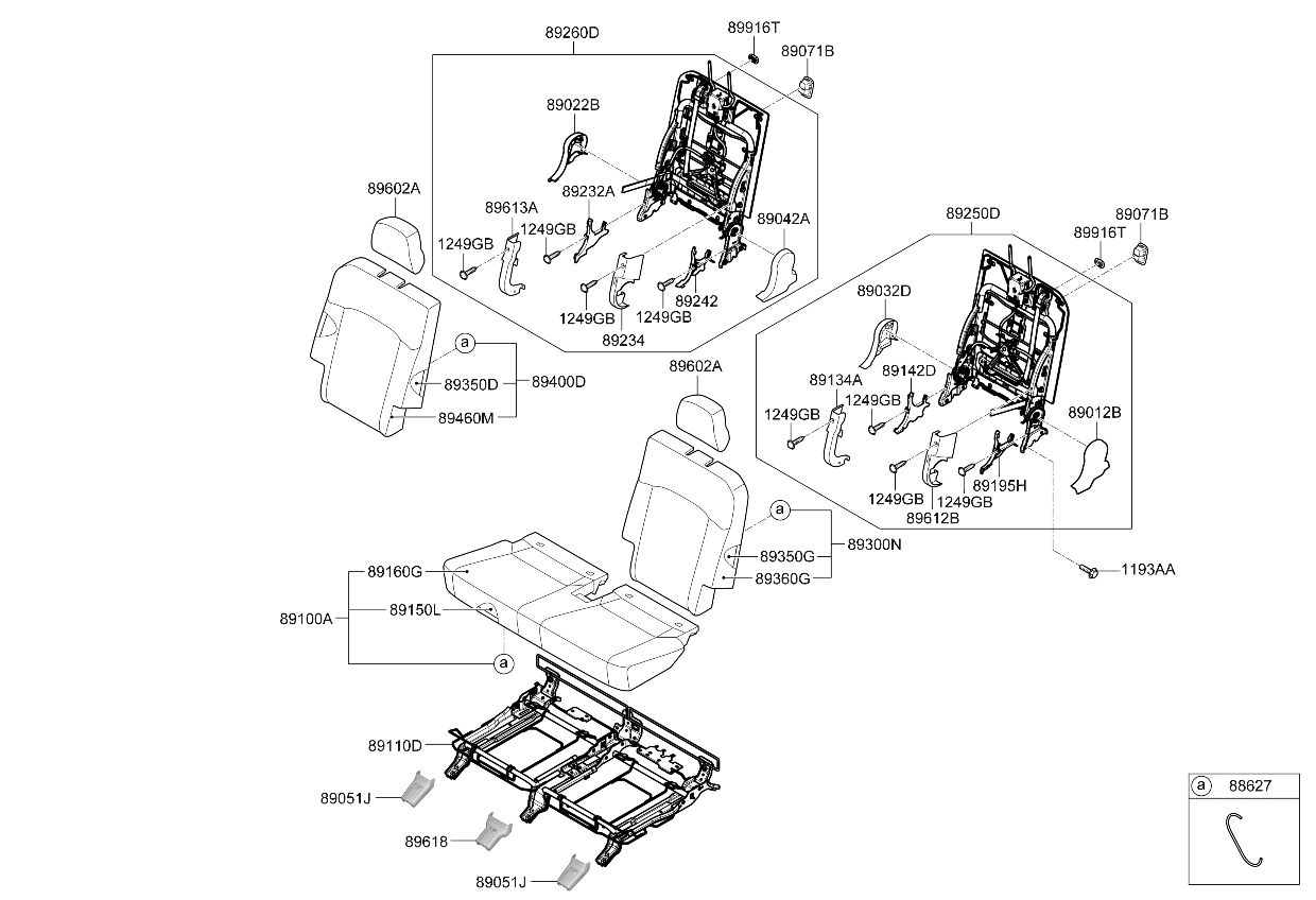 Kia 89A70XA000C37 3rd Headrest Assembly 89A70XA000C37 Kia 3rd Headrest Assembly