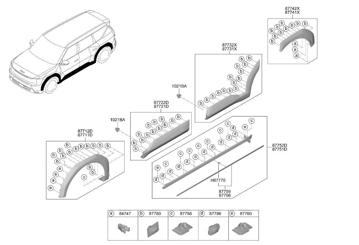87722XA100 Kia Front Door Side Garnish Assembly