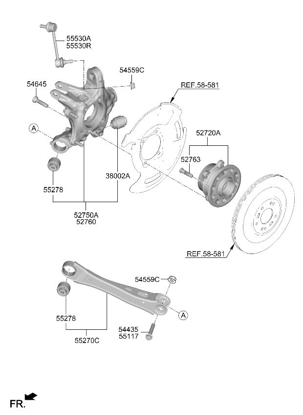 55270XA000 Kia ARM ASSY-RR TRAILING