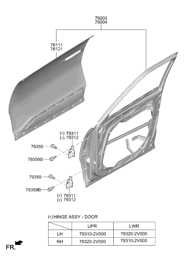 Kia 76003XA000 Front Door Panel Assembly 76003XA000 Kia Front Door Panel Assembly