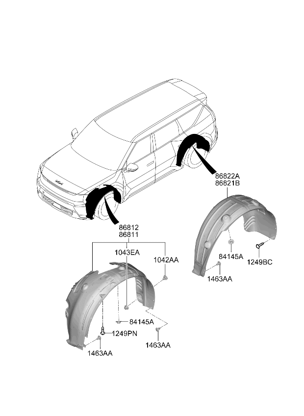 86822XA000 Kia Rear Wheel Guard Assembly