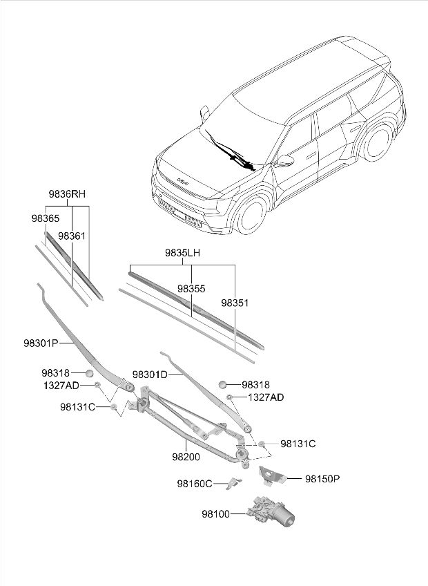 98150BC000 Kia WIPER BRKT-COWL,FRT