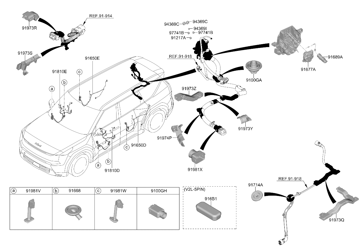 91600XA040 Kia Front Door Wiring Assembly Driver Side