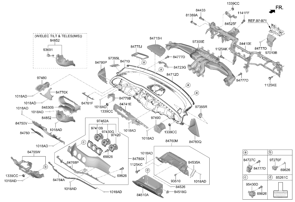 84768J5200 Kia BEZEL ASSY-CRASH PAD