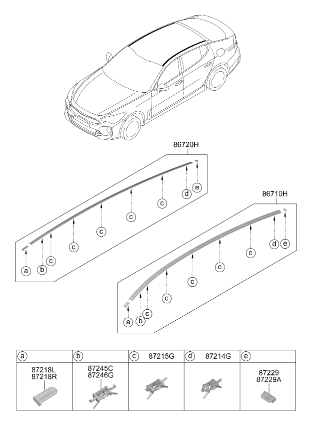 Kia 87230J5050KLM Roof Moulding Assembly 87230J5050KLM Kia Roof Moulding Assembly