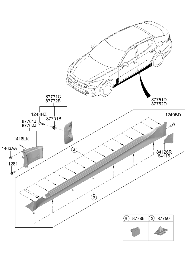 Kia 87751J5300KLM Side Sill Moulding Assembly 87751J5300KLM Kia Side Sill Moulding Assembly