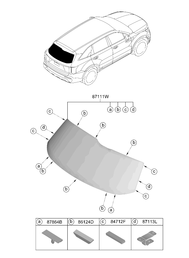 87110R5000 Kia Tail Gate Glass Assembly