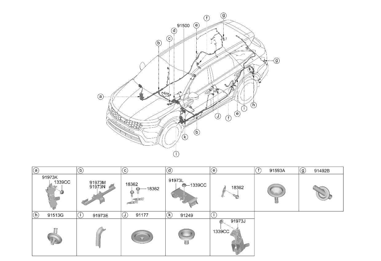 91501R5101 Kia Floor Wiring Assembly