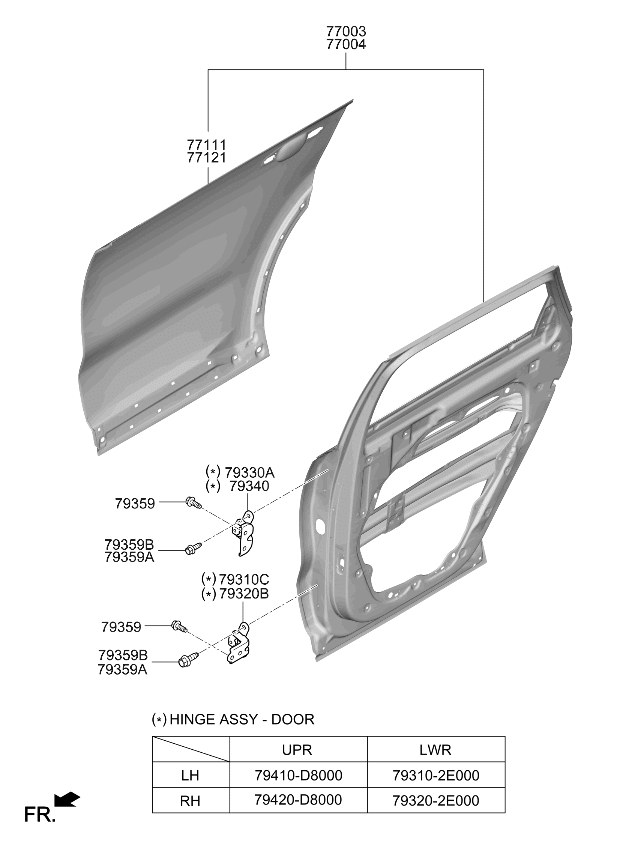 Kia 77003R5011 Rear Door Panel Assembly Left Hand 77003R5011 Kia Rear Door Panel Assembly Left Hand