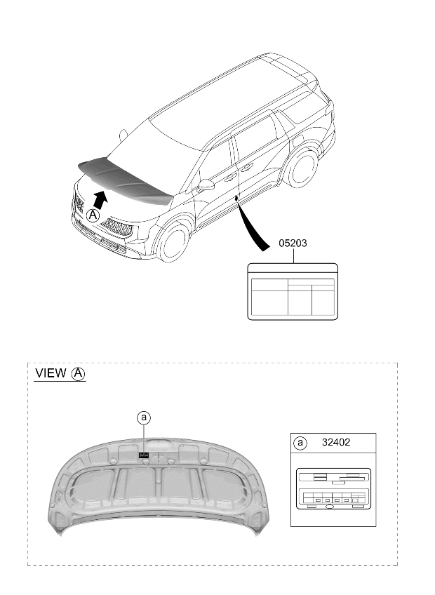 05203R0820 Kia Tire Pressure Label  