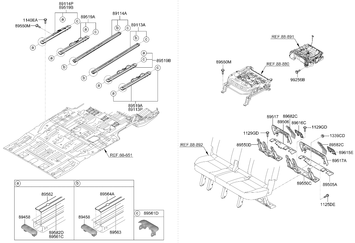 89522R0912OFB Kia SLIDE RAIL ASSY-RR  