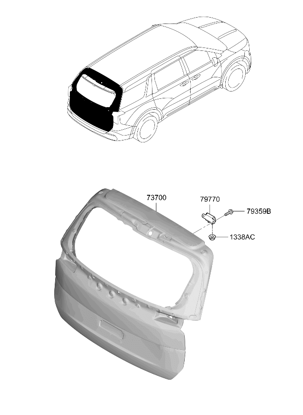 72800R0530 Kia Tail Gate Panel Assembly  
