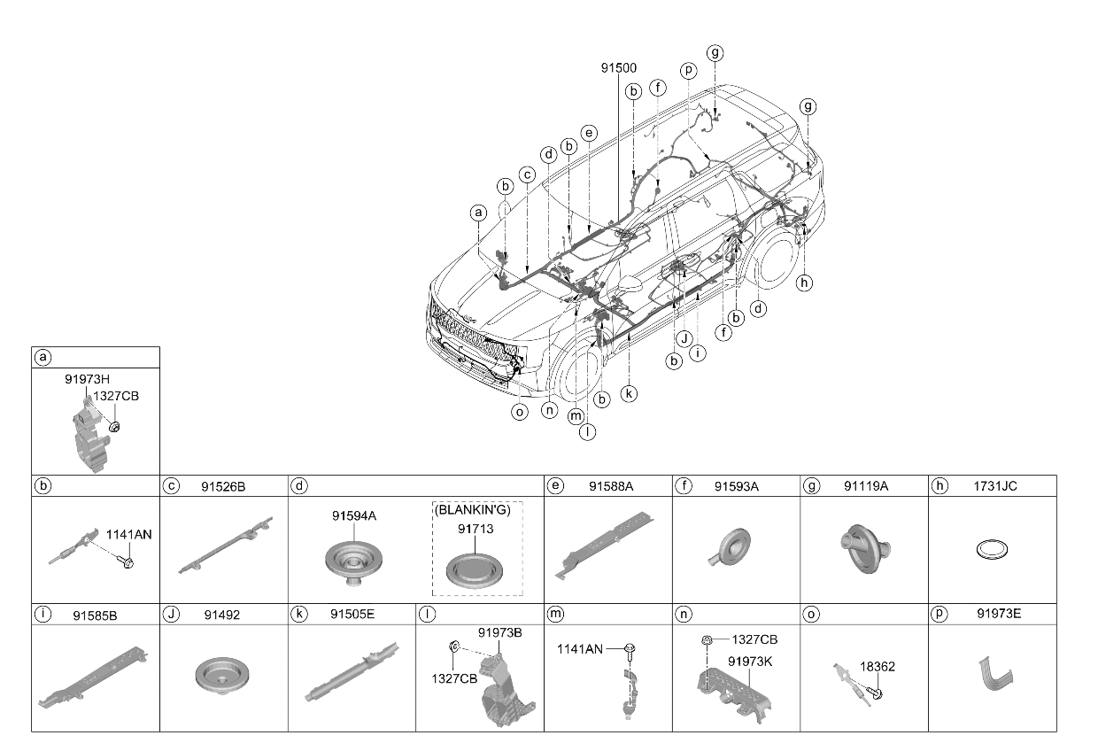 91541R0110 Kia Floor Wiring Assembly  