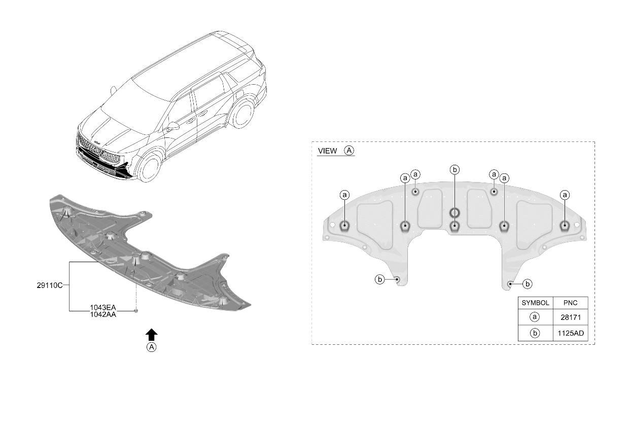 29110R0300 Kia PANEL ASSY-UNDER COV  