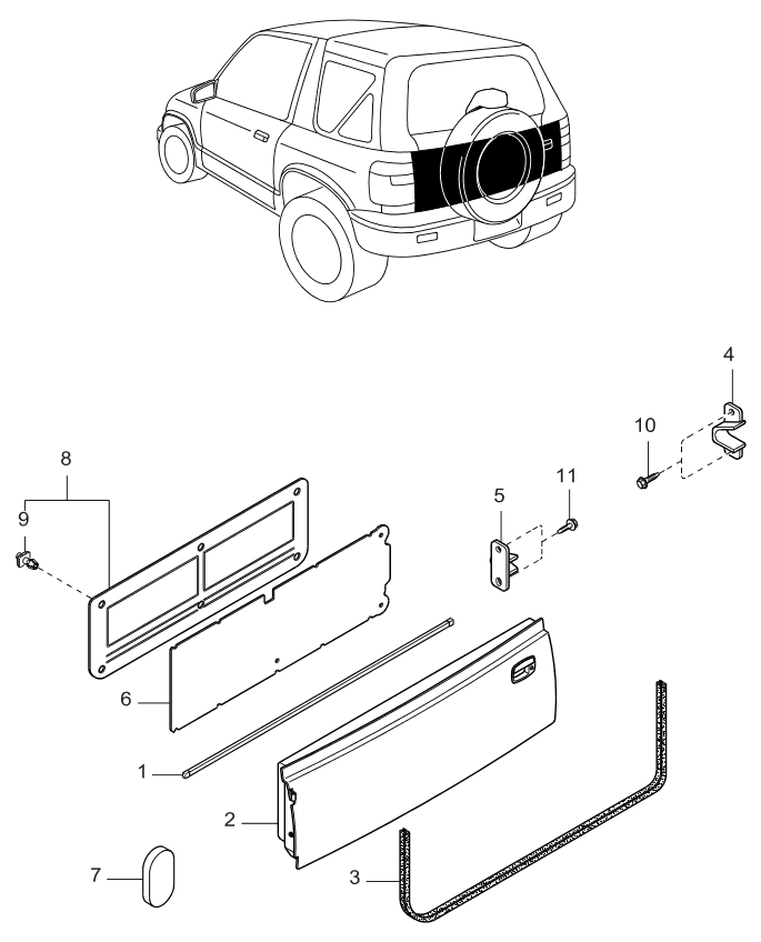 Kia 0K01A62020 Door Assembly-Back 0K01A62020 Kia Door Assembly-Back