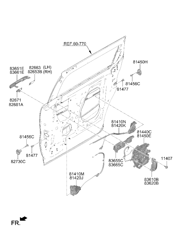 81410R0110 Kia LATCH ASSY-RR DR RR