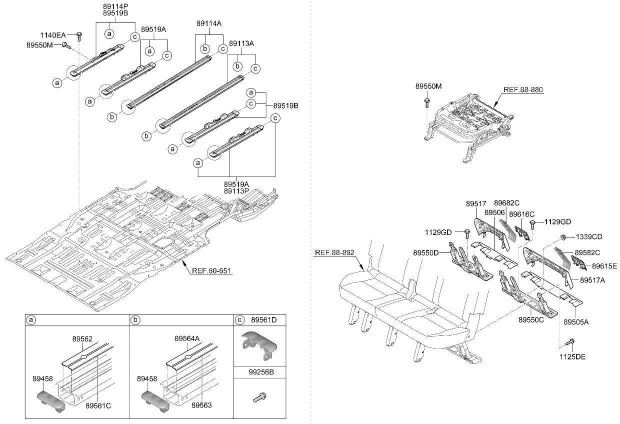 89522R0770OFB Kia SLIDE RAIL ASSY-RR