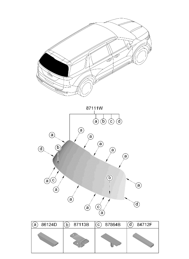 87110R0100 Kia GLASS ASSY-TAIL GATE