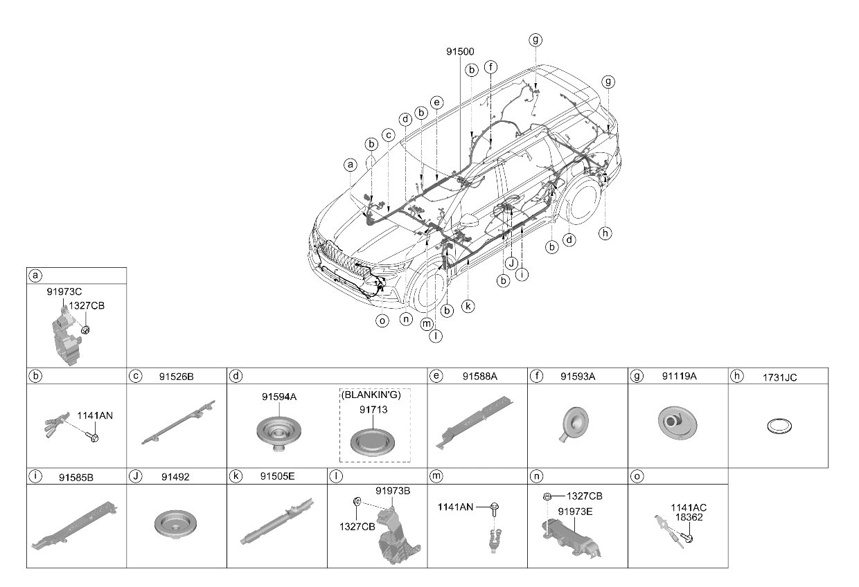 Kia 91570R0331 Floor Wiring Assembly 91570R0331 Kia Floor Wiring Assembly