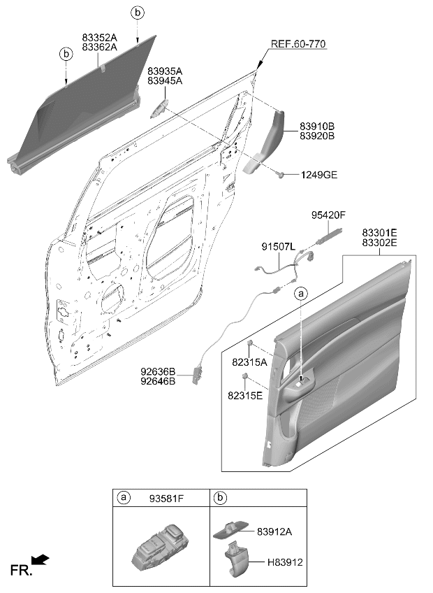83930R0000NUP Kia COVER ASSY-RR DR DEL  