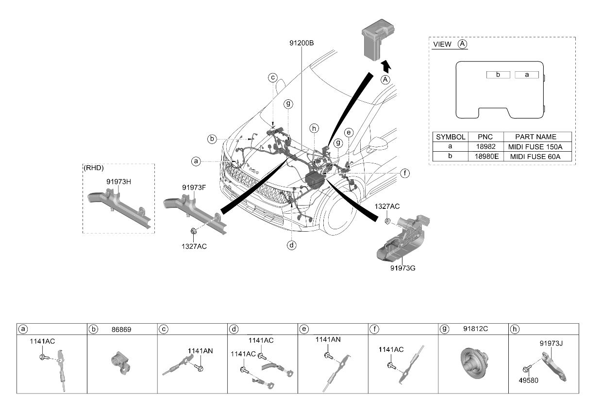 91200ES240 Kia Front Wiring Assembly  