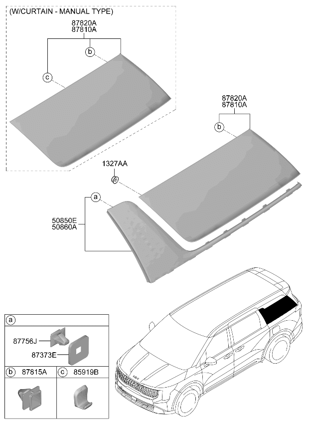 87860R0500 Kia GARNISH ASSY-CPILLA  