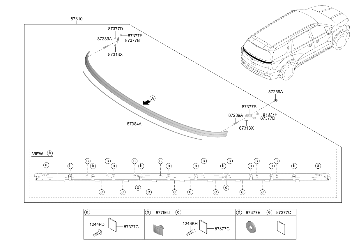 87384R0000 Kia PAD-TAILGATE GARNISH  