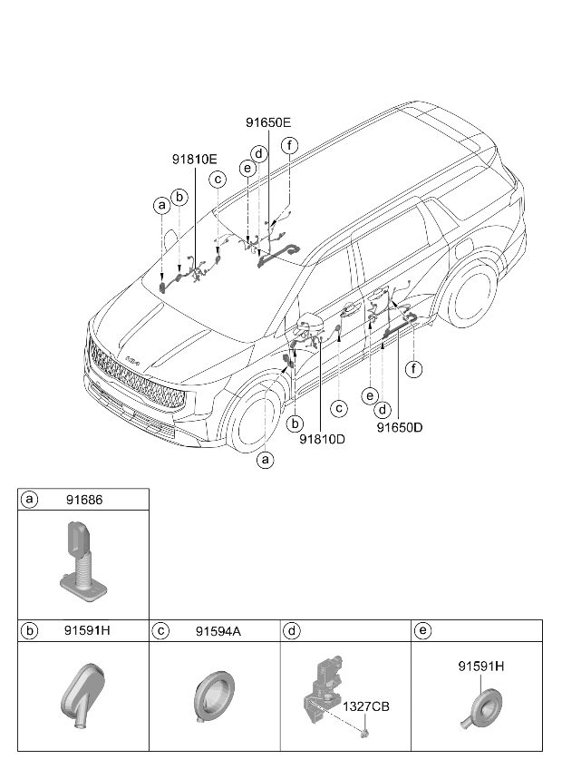 91605R0AB0 Kia Front Door Wiring Assembly Driver Side  