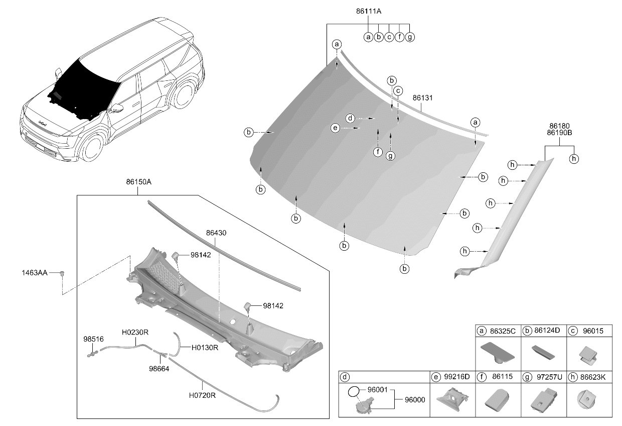 86150DO150 Kia Cowl Top Cover Assembly