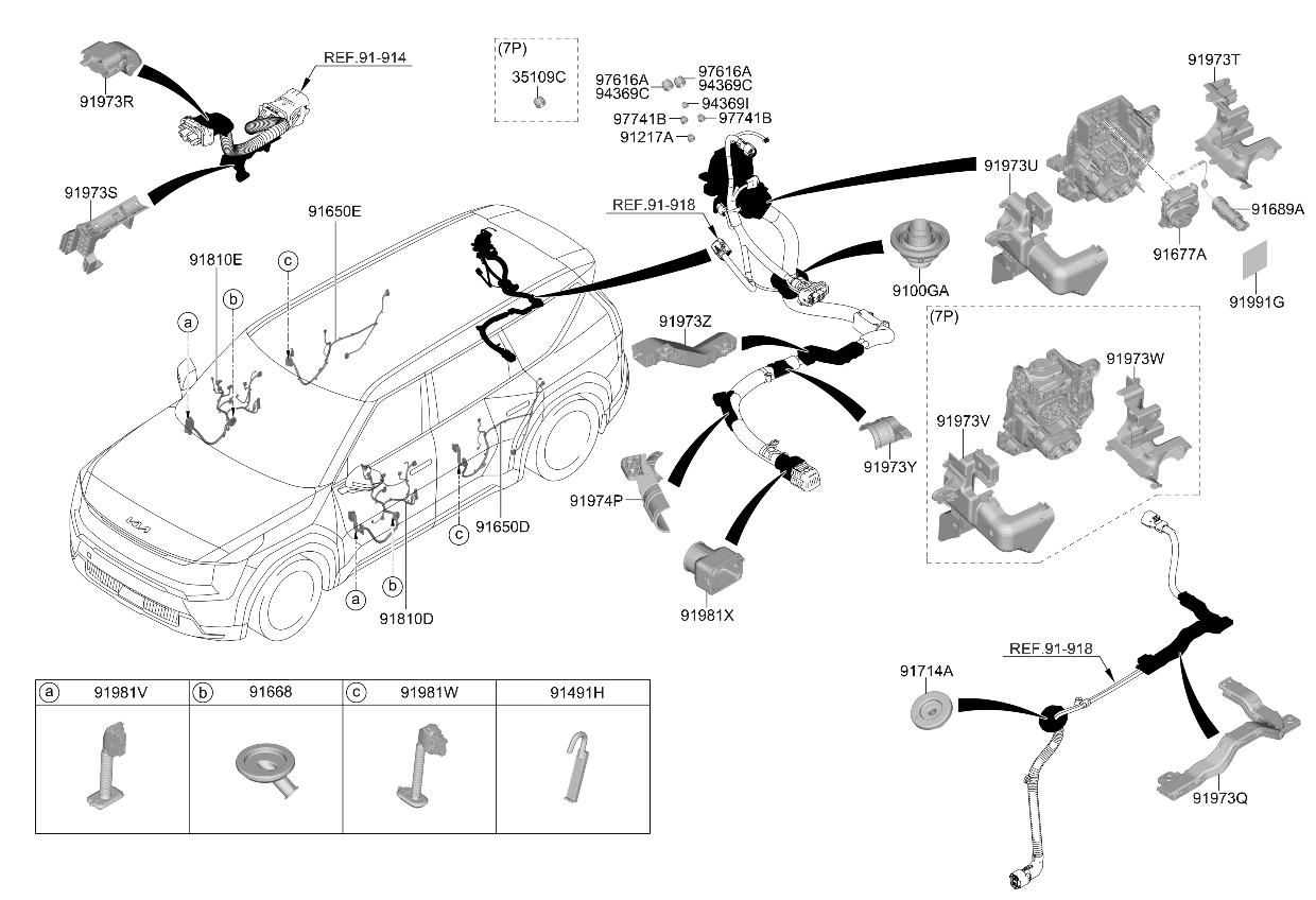 91620DO340 Kia Rear Door Wiring Assembly Left Hand