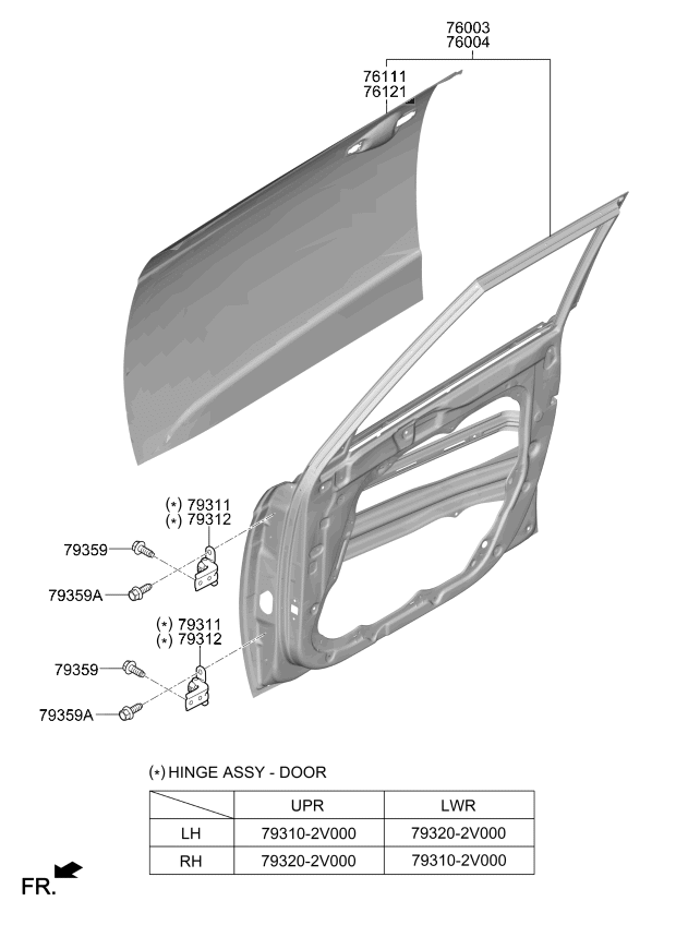 76004K0000 Kia Front Door Panel Assembly Right Hand