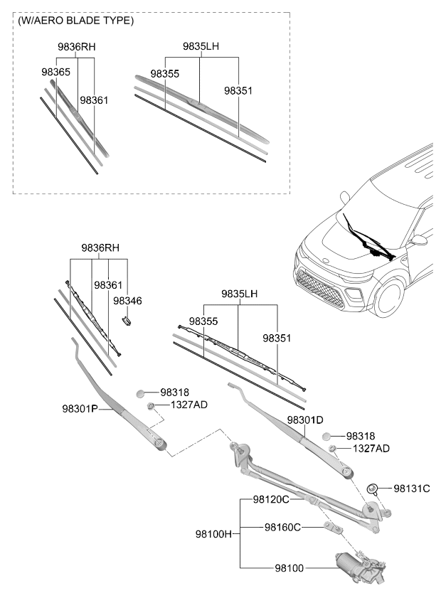 983552P000 Kia Rail Spring-WIPER Bl